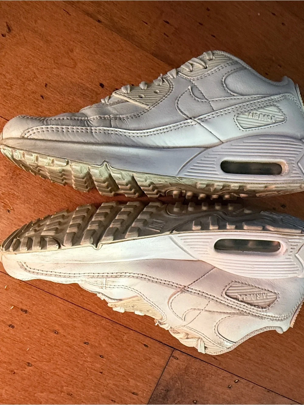 Nike Air Max Off-White Leather Style Sneakers, Sz 5.5y, guc